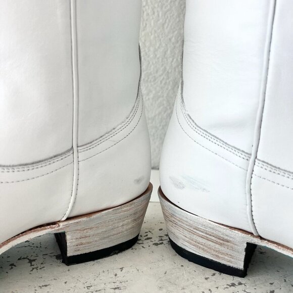 Lane EMMA JANE Womens Cowboy Boots 9.5 Matte White Western Cowgirl Mid Calf Tall - Picture 9 of 14